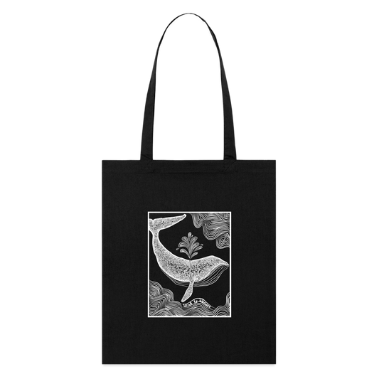 Wish To Wonder - whale | Organic Tote Bag - black