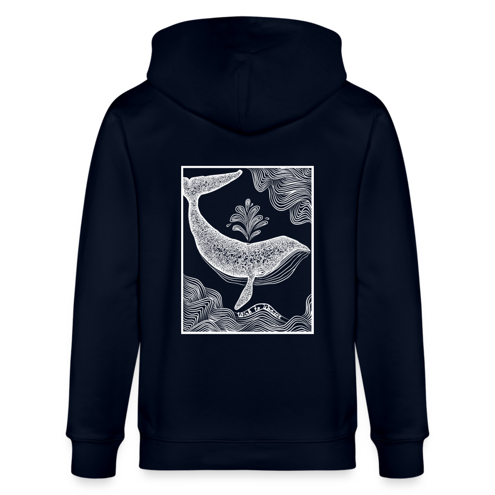 Wish To Wonder - whale | Unisex Organic Hooded Jacket - navy