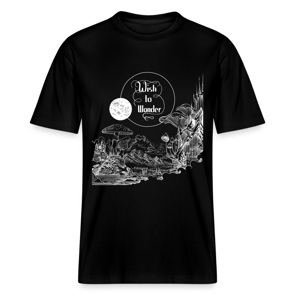 Wish To Wonder - Welcome To Wonderland | Relaxed Fit Unisex Organic T-Shirt - black