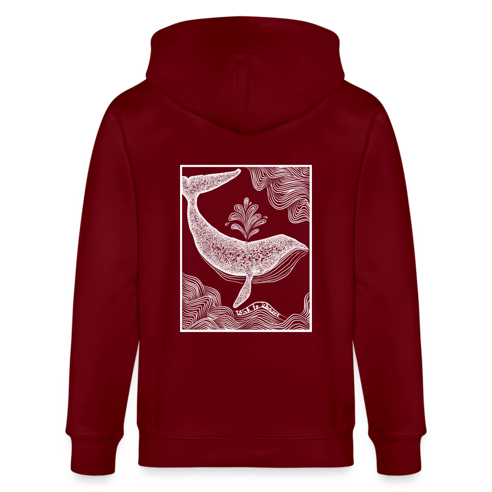 Wish To Wonder - whale | Unisex Organic Hooded Jacket - burgundy