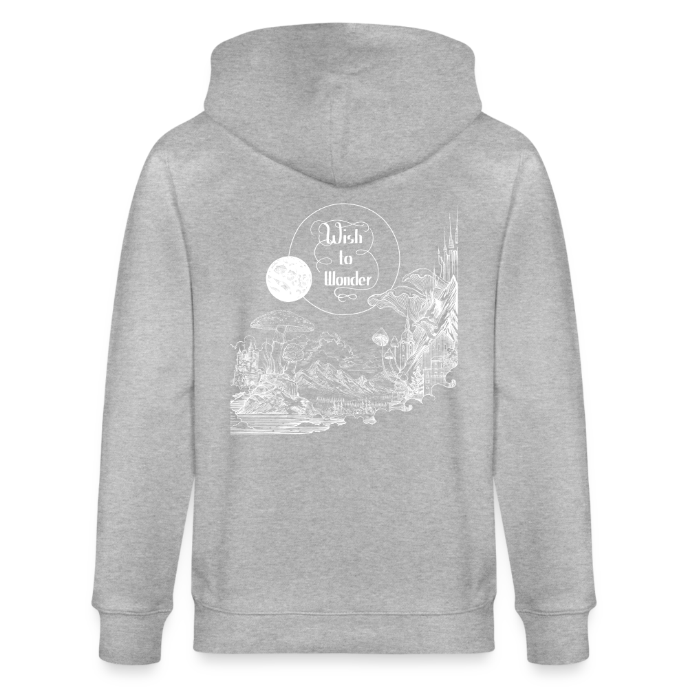 Wish To Wonder - Welcome To Wonderland |  Unisex Organic Hooded Jacket - heather grey