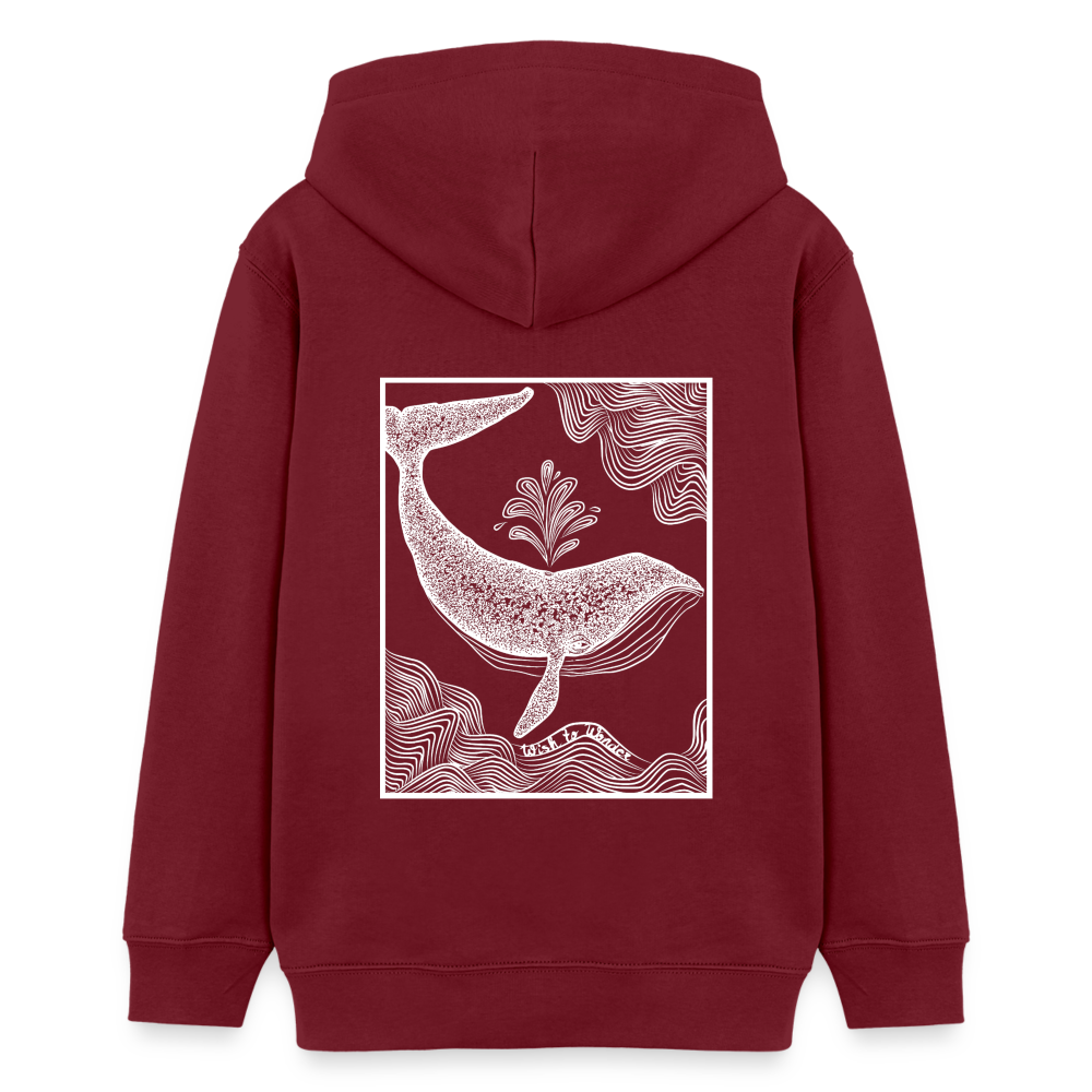 Wish To Wonder - whale | Teen Organic Hoodie - burgundy