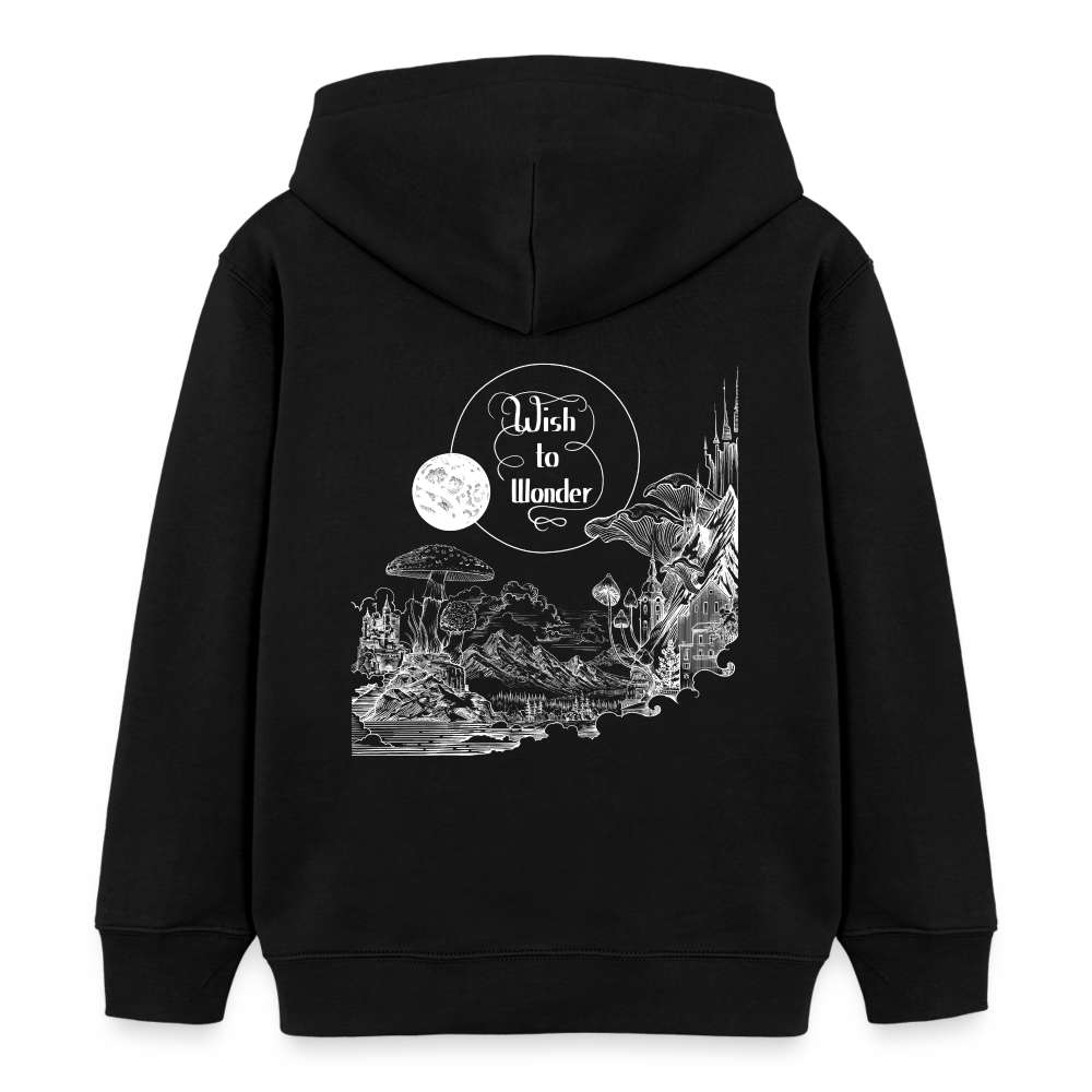 Wish To Wonder - Welcome To Wonderland | Kids’ Organic Hoodie - black