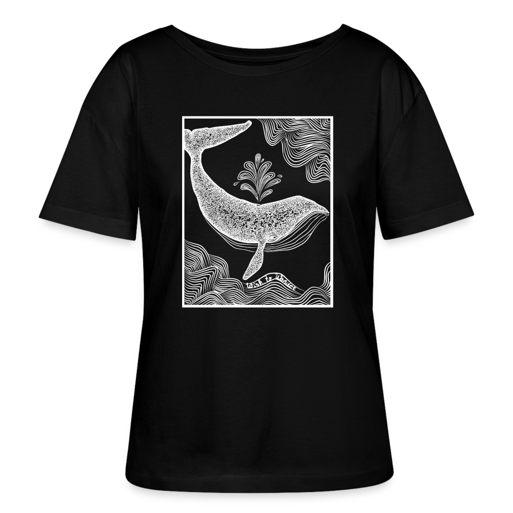 Wish To Wonder - whale | Relaxed Female Organic T-Shirt - black