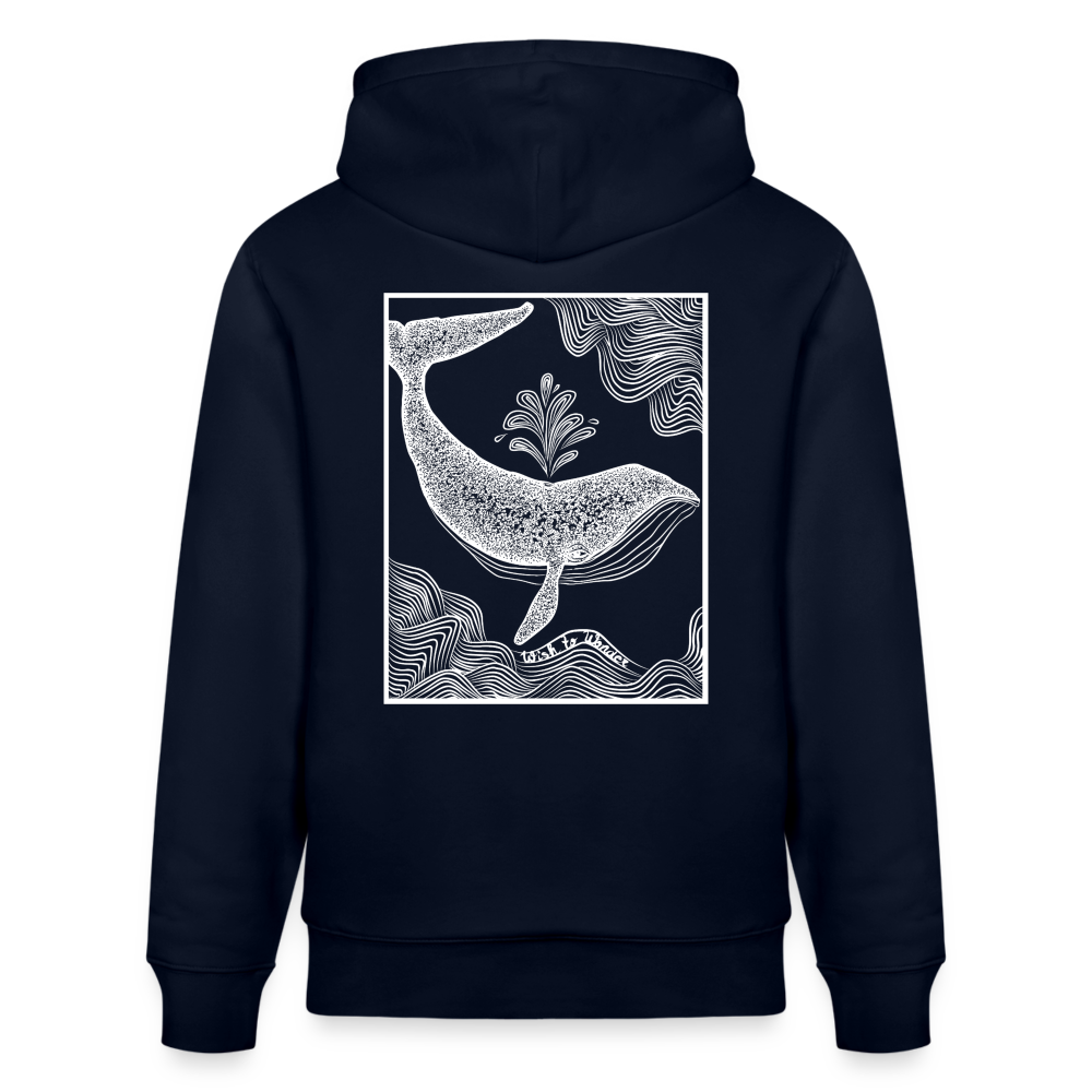 Wish To Wonder - whale | Unisex Organic Hoodie - navy