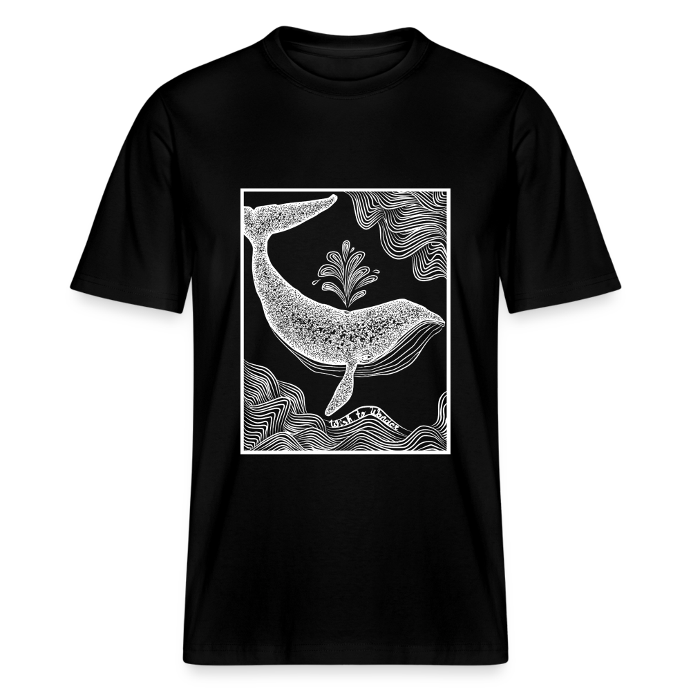 Wish To Wonder - whale | Relaxed Fit Unisex Organic T-Shirt - black