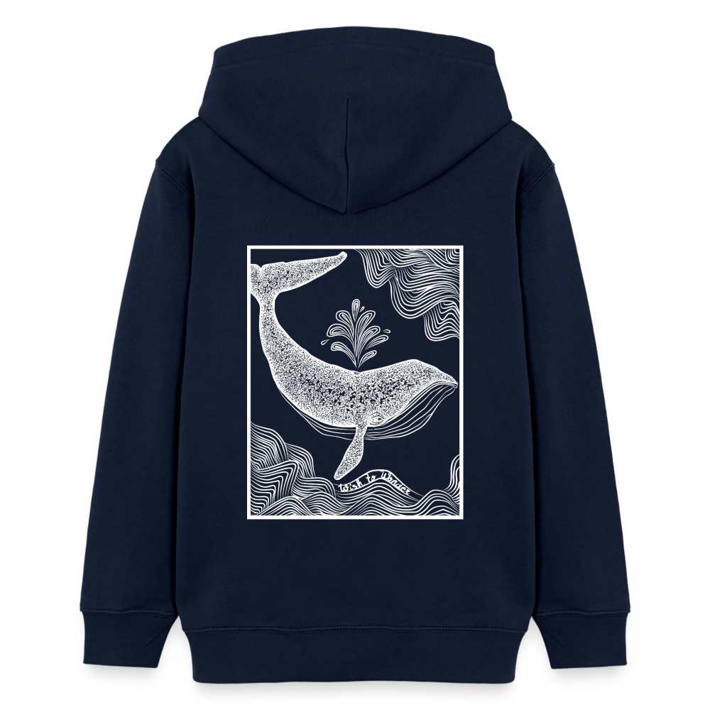 Wish To Wonder - whale | Teen Organic Hoodie - navy