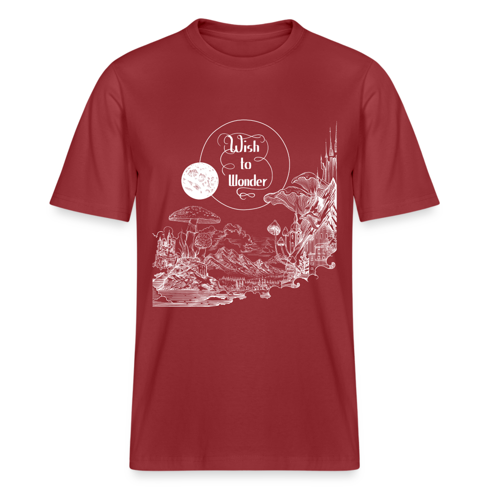 Wish To Wonder - Welcome To Wonderland | Relaxed Fit Unisex Organic T-Shirt - red earth